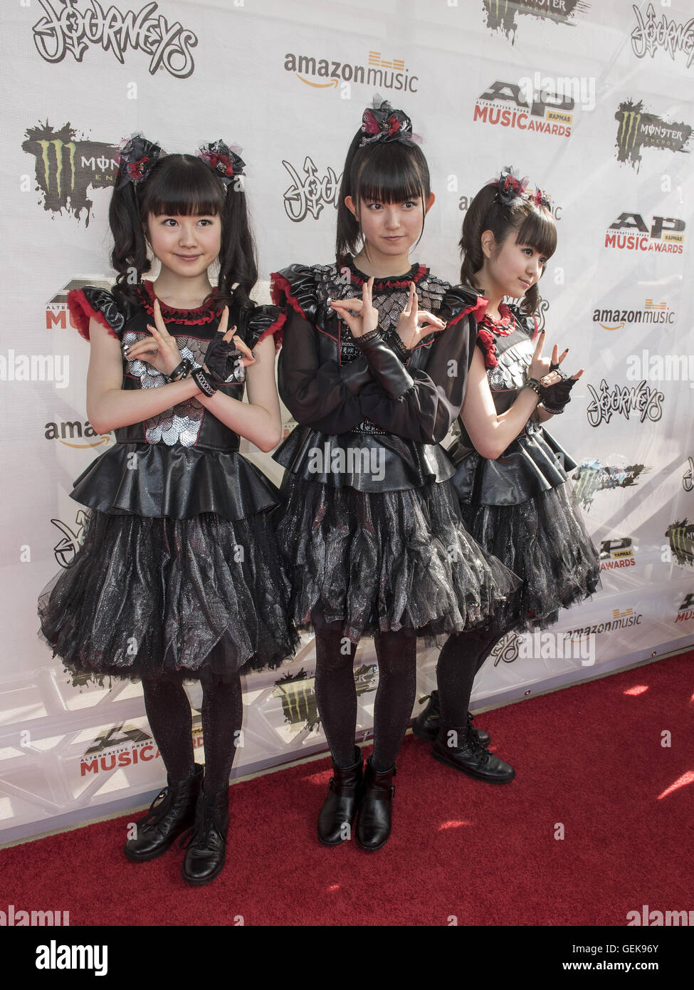 Columbus, OH, USA. 26th Apr, 2015. 18 July 2016 - Columbus, Ohio - Yui  Mizuno as ''Yuimetal'', Suzuka Nakamoto as ''Su-metal'' and Moa Kikuchi as  ''Moametal'' of the Japanese metal band Babymetal