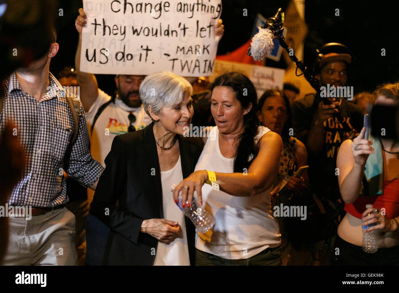 Philadelphia, Pennsylvania, USA. 26th July, 2016. Democratic National Convention. Dr. Jill Stein talks with a supporters as she walked to the gates of the DNC on July 26th, 2016. Credit:  John Orvis/Alamy Live News Stock Photo