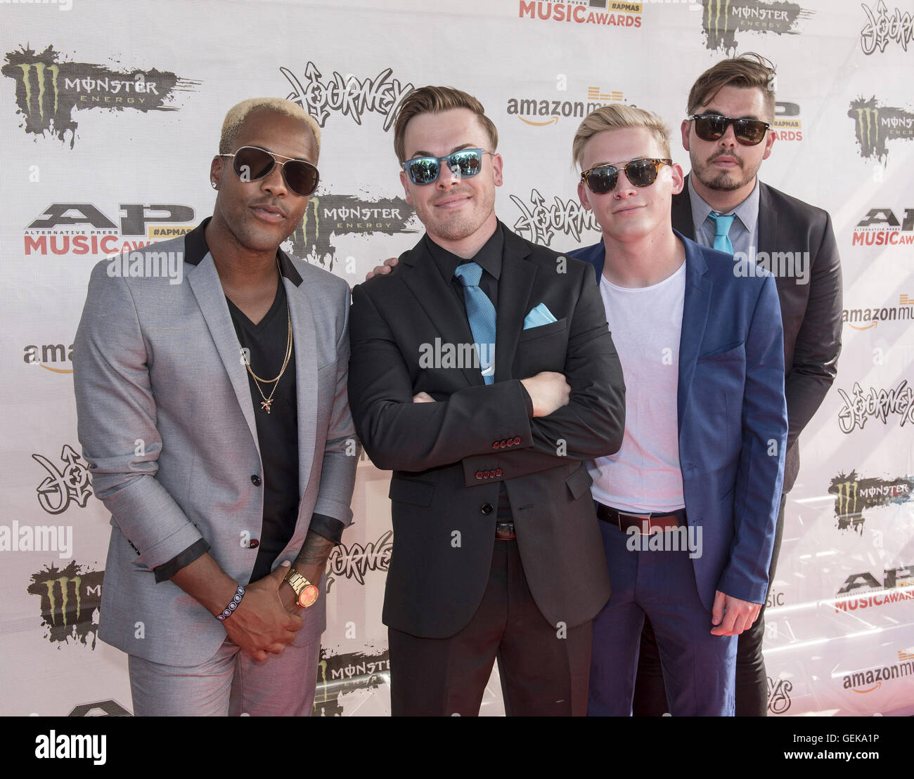 April 26, 2015 - Columbus, OH, United States - 18 July 2016 - Columbus,  Ohio - Dan Clermont, Cody Carson, Maxx Danziger and Zach DeWall of the band  SET IT OFF attend
