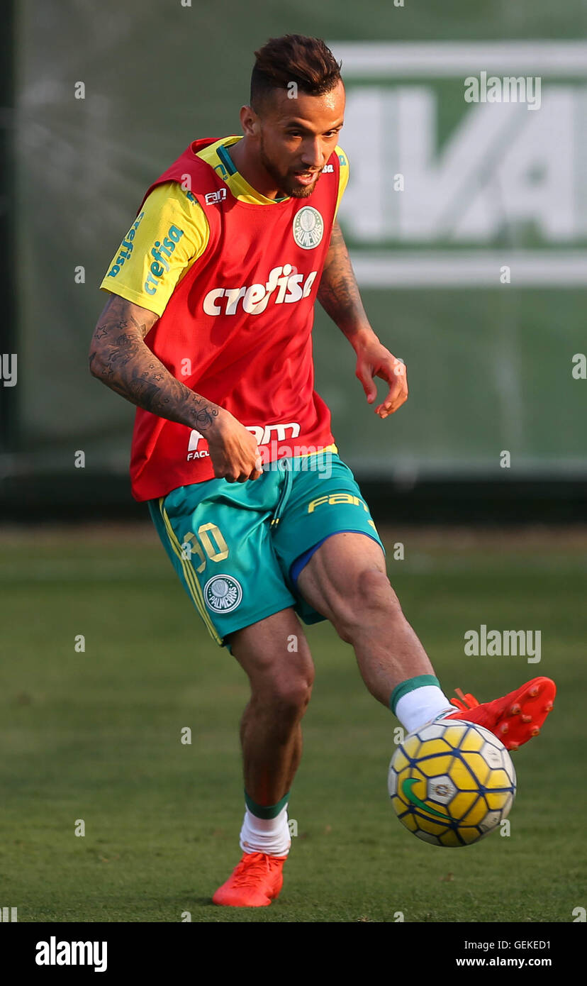 Soccer player Leandro Pereira, of SE Palmeiras during practice game against  the Portuguese team at the Academy of Football, in the neighborhood of  Barra Funda. SÃ£o Paulo/SP, Brazil-2/23/2015. Photo: Cesar Greco/Fotoarena  ***