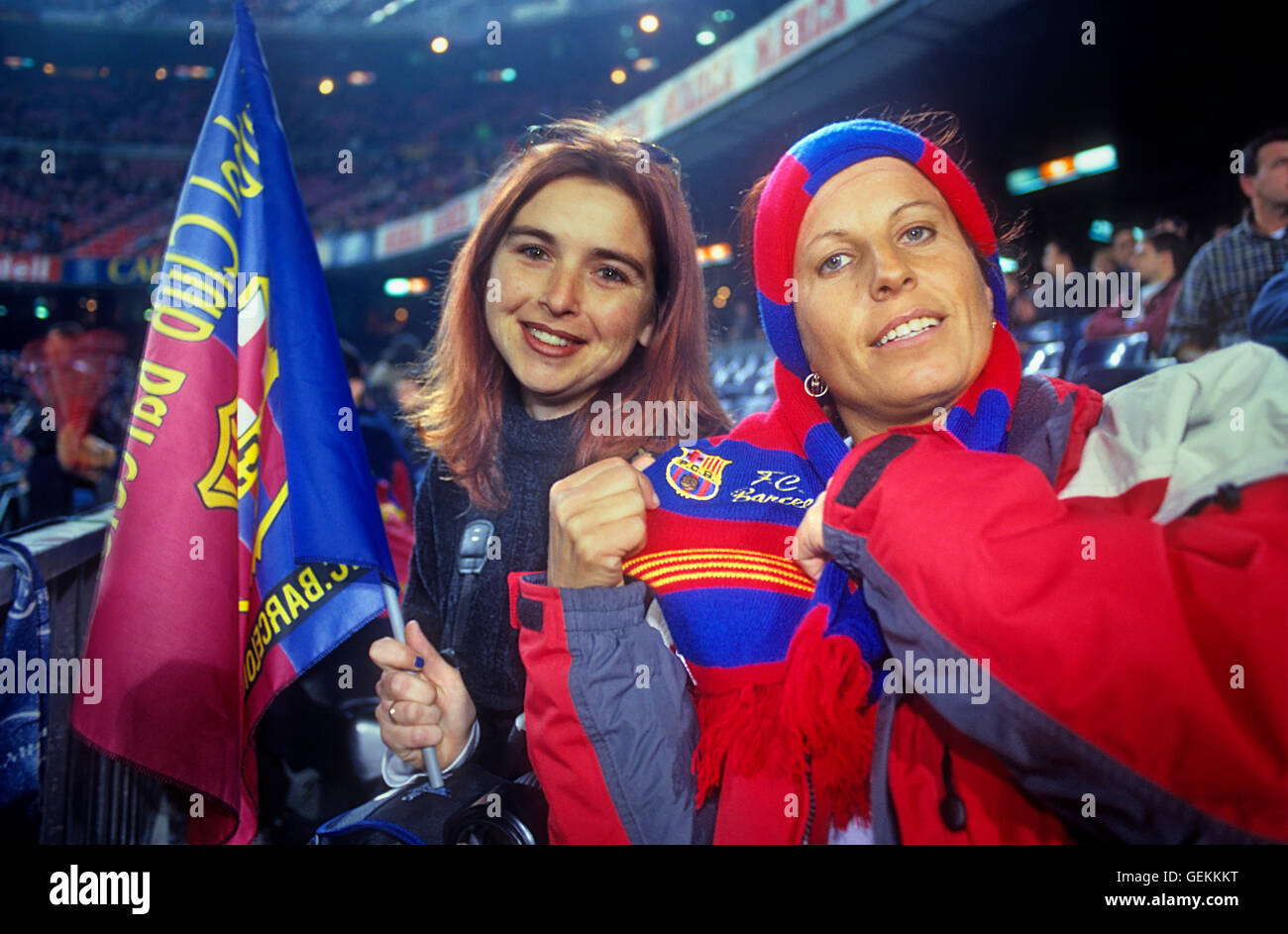 Fans of FC Barcelona. In Camp Nou stadium. Barcelona,spain Stock Photo