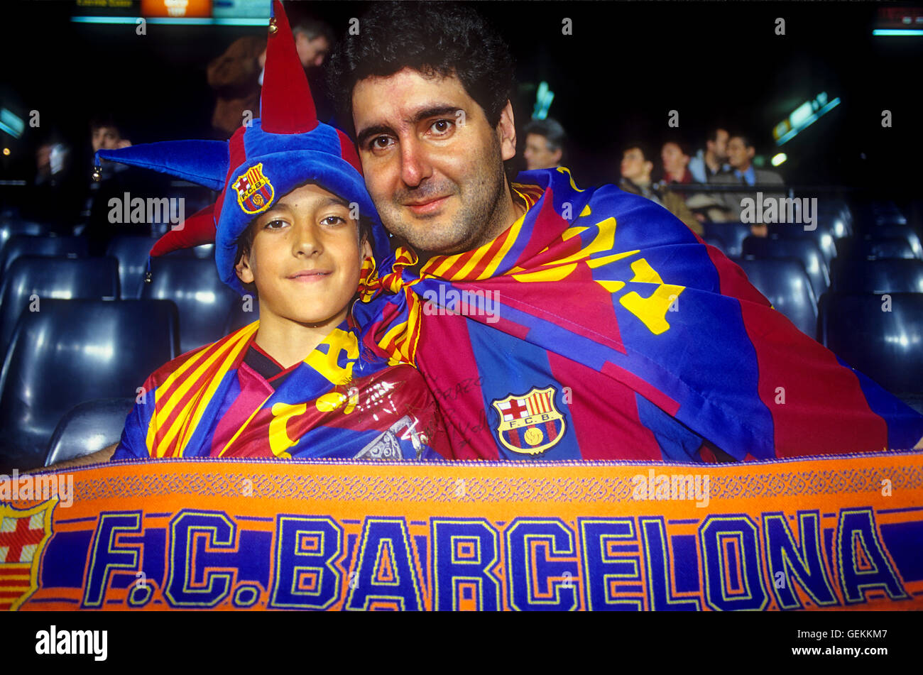 Fans of FC Barcelona. In Camp Nou stadium. Barcelona,spain Stock Photo