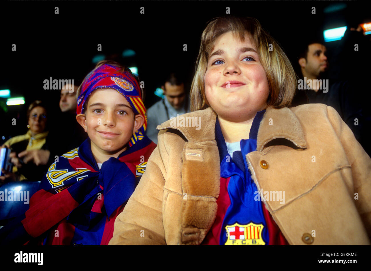 Fans of FC Barcelona. In Camp Nou stadium. Barcelona,spain Stock Photo