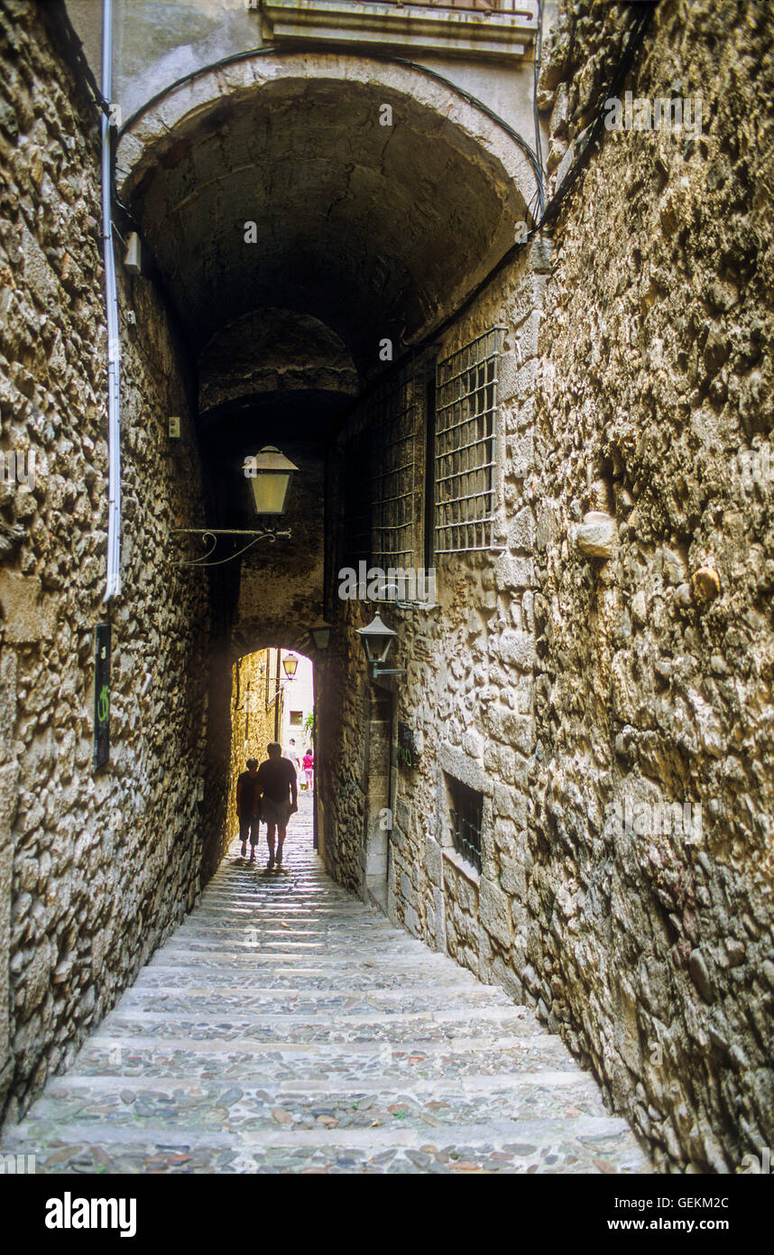 Carrer Cundaro,Girona,Catalonia, Spain. Stock Photo