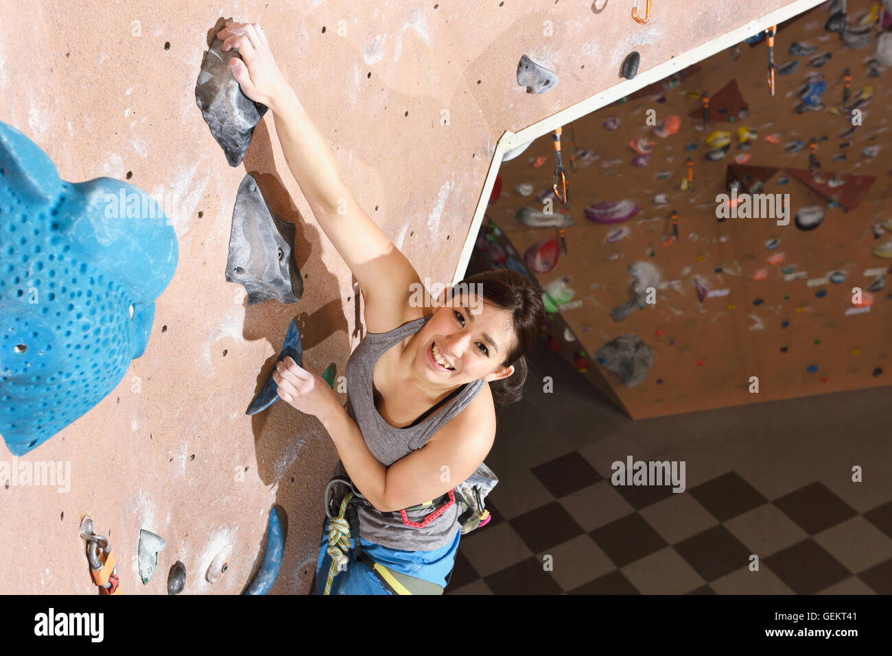 Japanese climbing athlete in action Stock Photo Alamy