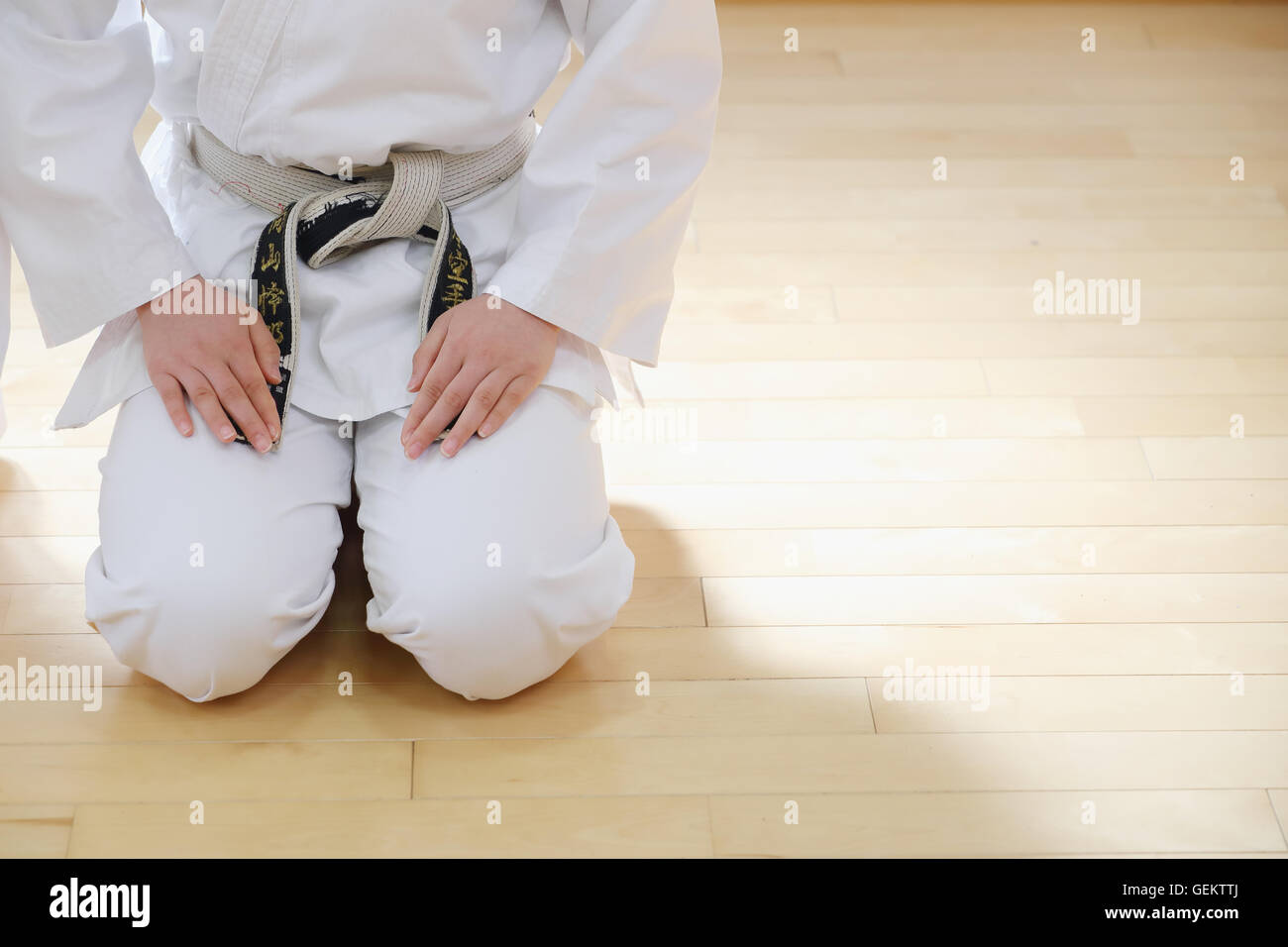 Japanese kid in karate uniform training Stock Photo Alamy
