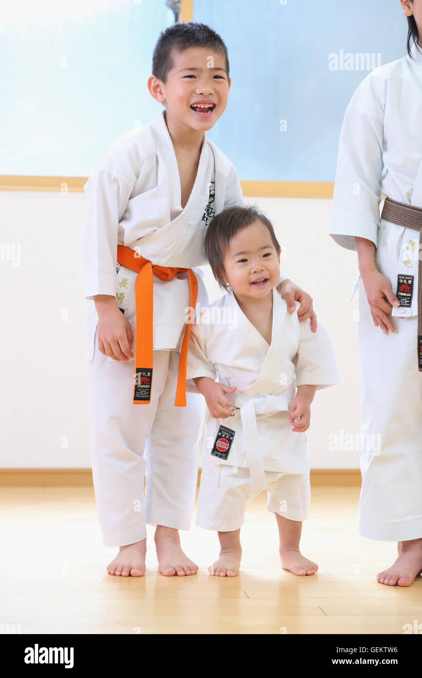 Japanese kids karate class Stock Photo