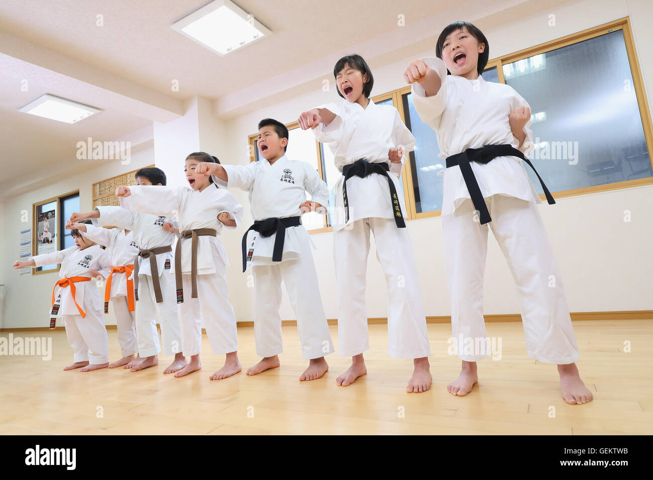 Japanese kids karate class Stock Photo Alamy