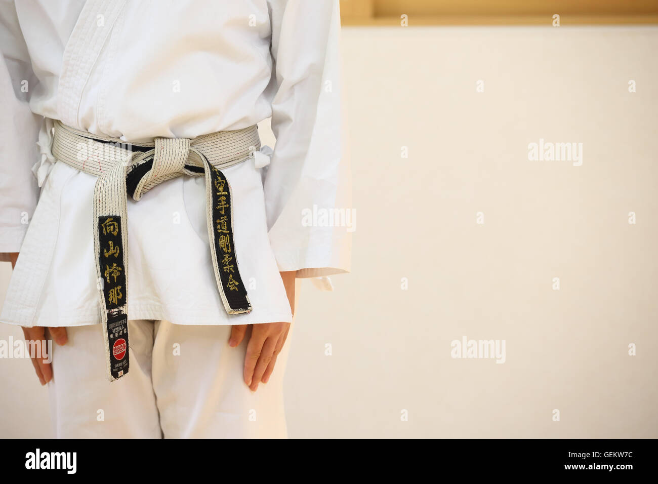 Japanese kid in karate uniform training Stock Photo Alamy