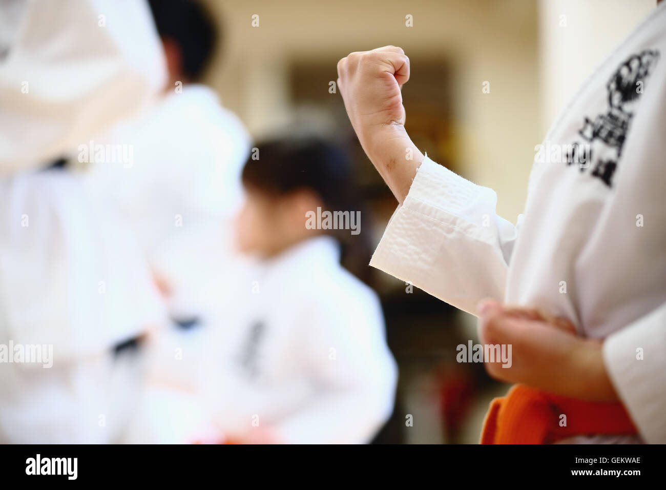 Japanese kids karate class Stock Photo