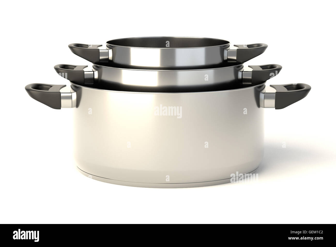 Stainless steel pots Stock Photo Alamy