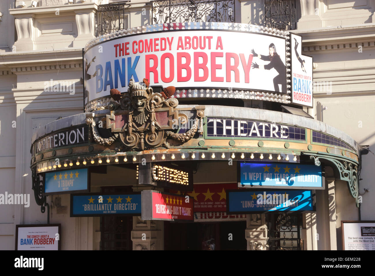 The Comedy About a Bank Robbery showing at the Criterion Theatre Piccadilly London July 2016 Stock Photo