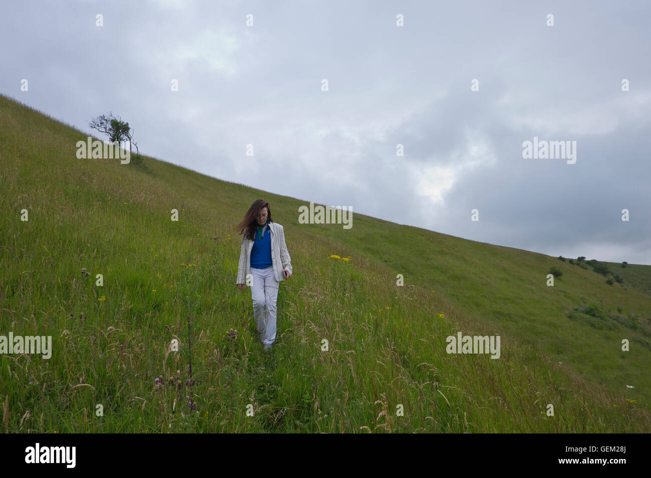 Woman hill walking fitness hi-res stock photography and images - Alamy