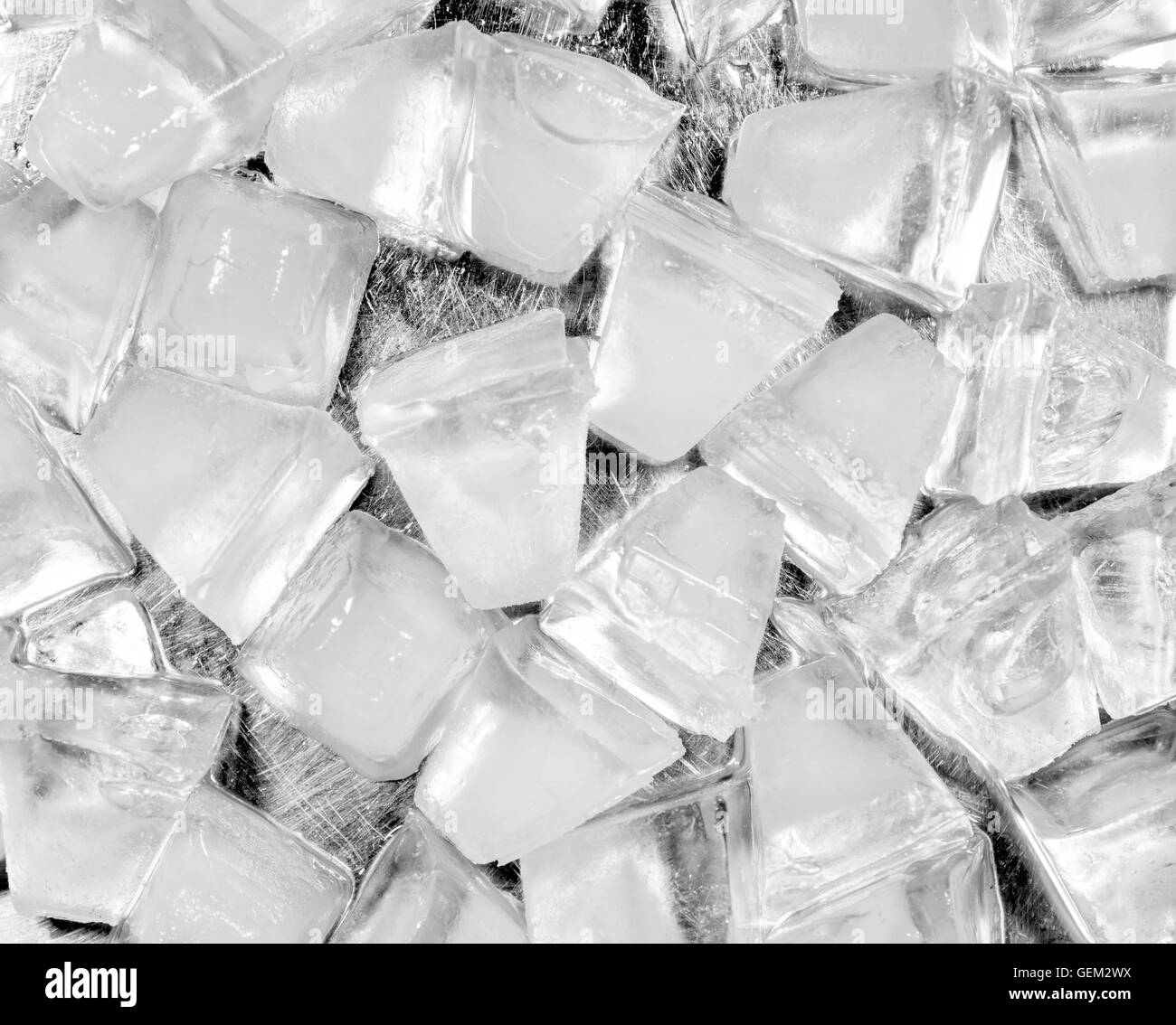 Ice cube on stainless backrgound Stock Photo