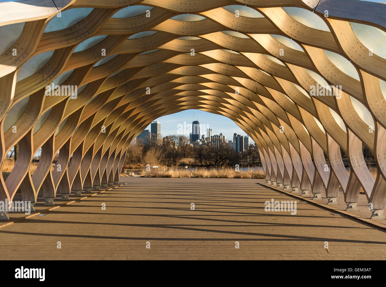 Chicago, USA - May 2015. Studio Gang’s Curvaceous Wood Pavilion at Chicago’s Lincoln Park Zoo Stock Photo