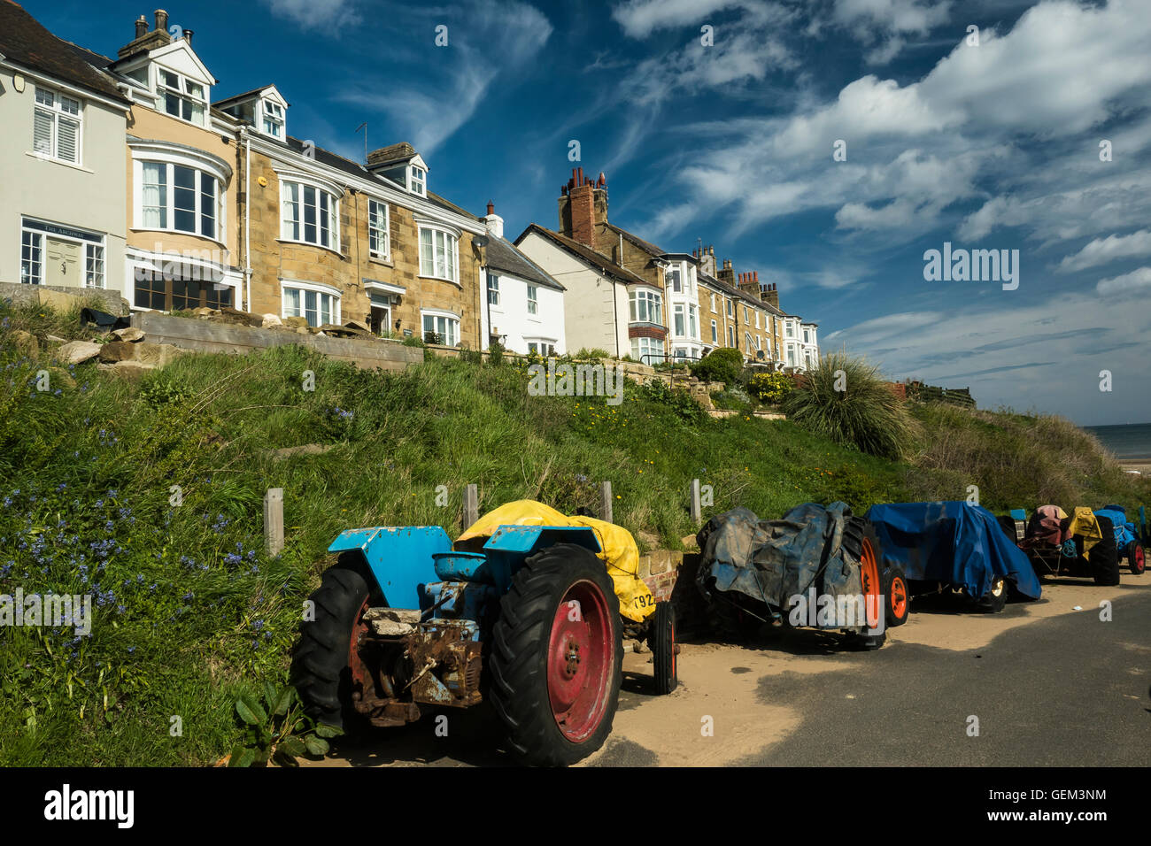 Fishermens Tractors Marske by the Sea, Redcar and Cleveland. Stock Photo
