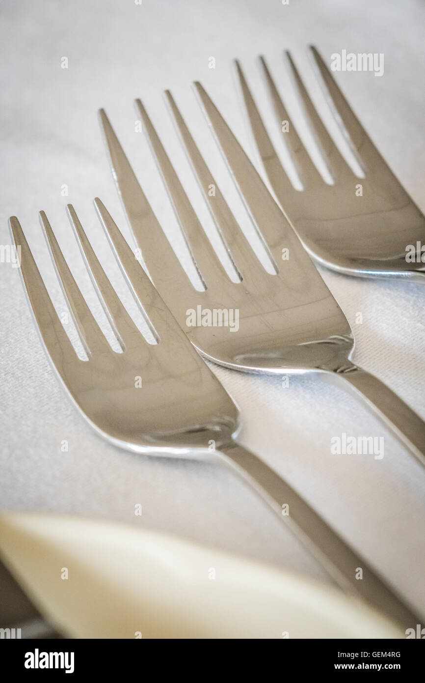 Cutlery on the reception table before wedding dinner Stock Photo Alamy