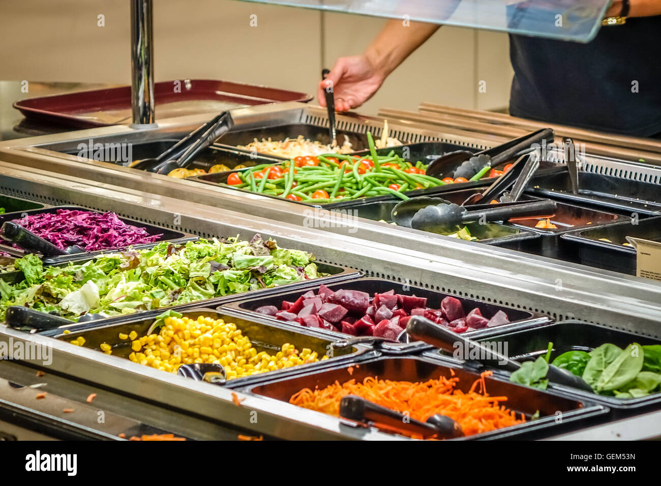 Self service salad bar in a hotel canteen Stock Photo Alamy