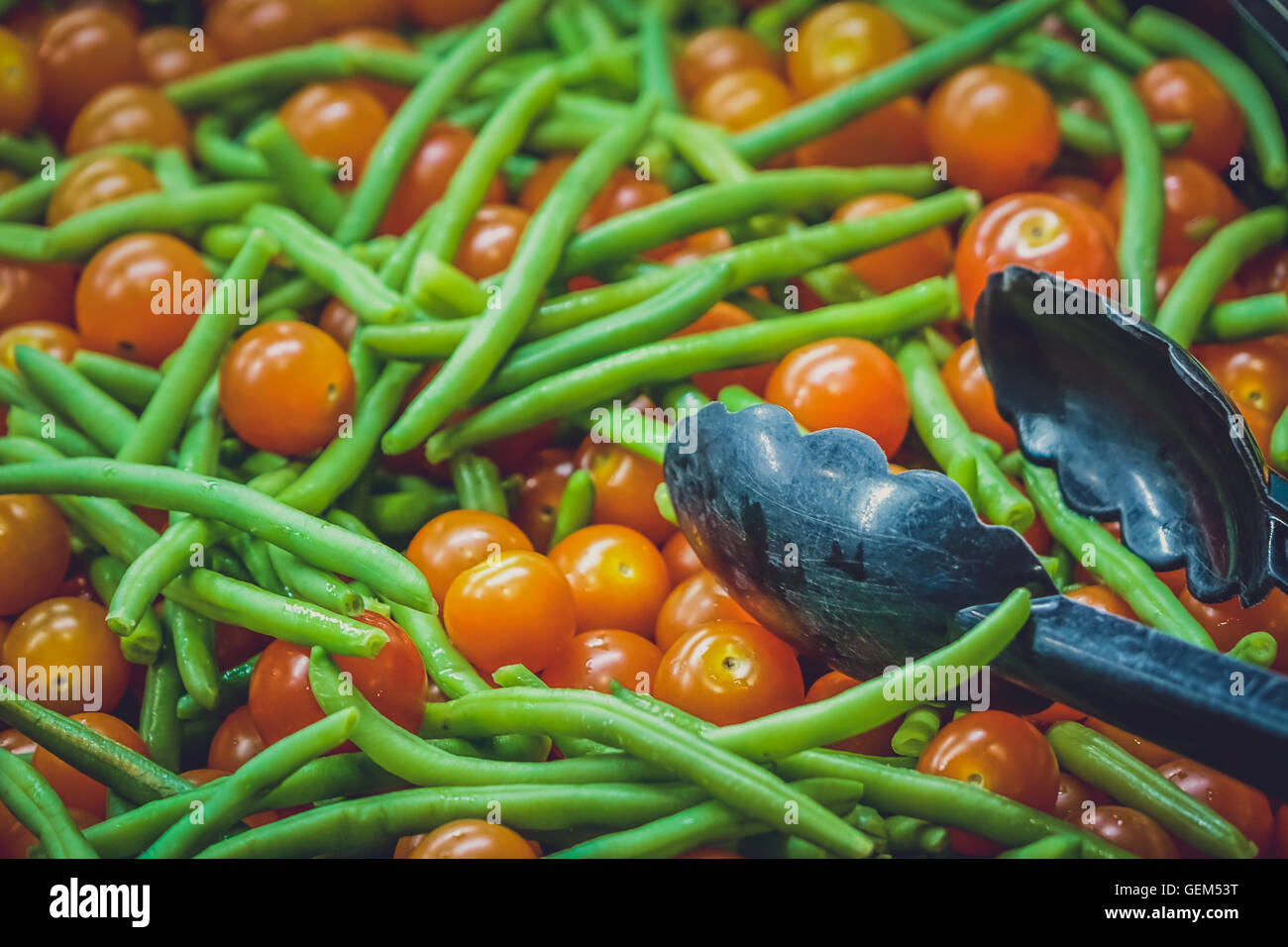 Cherry tomatoes and blanched green beans salad Stock Photo Alamy