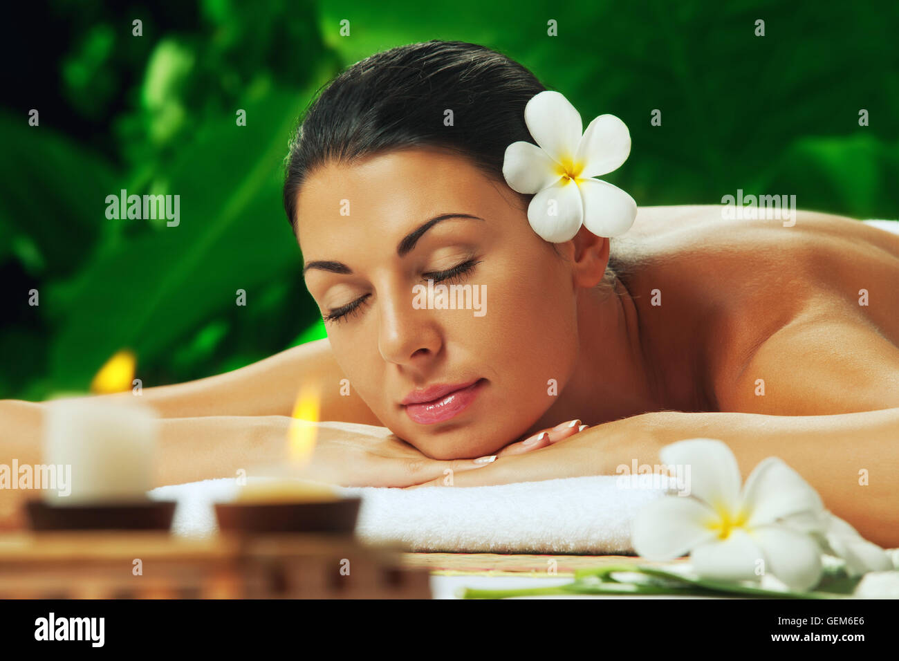 portrait of young beautiful woman in spa environment Stock Photo - Alamy