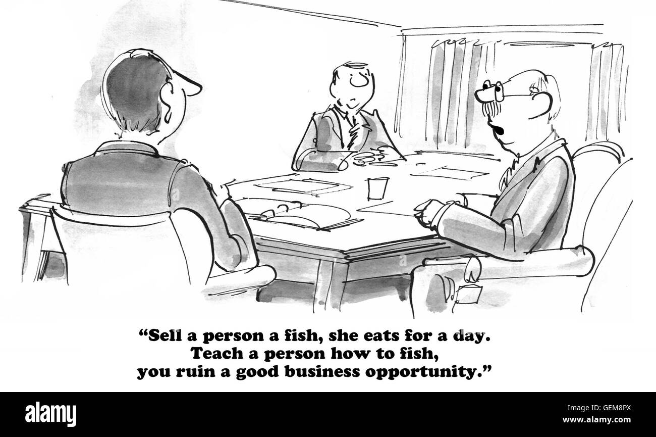 Business cartoon about ruining a good opportunity. Stock Photo