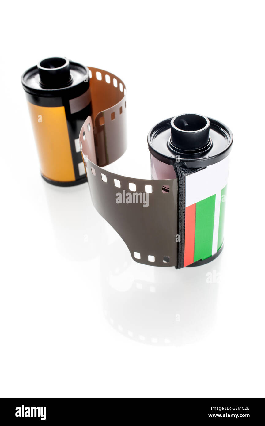 closeup camera film isolated on white background Stock Photo - Alamy