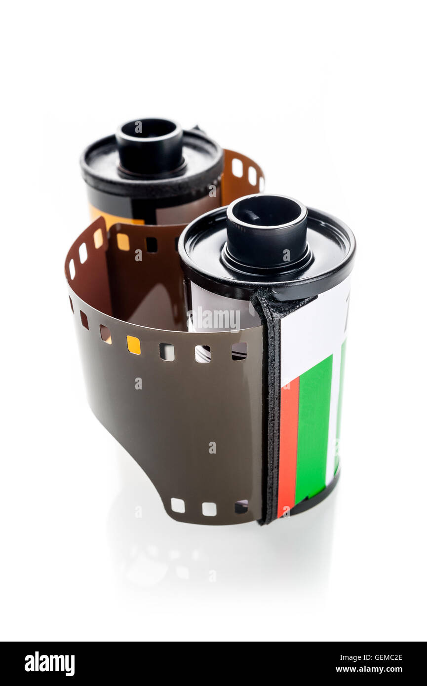closeup camera film isolated on white background Stock Photo - Alamy
