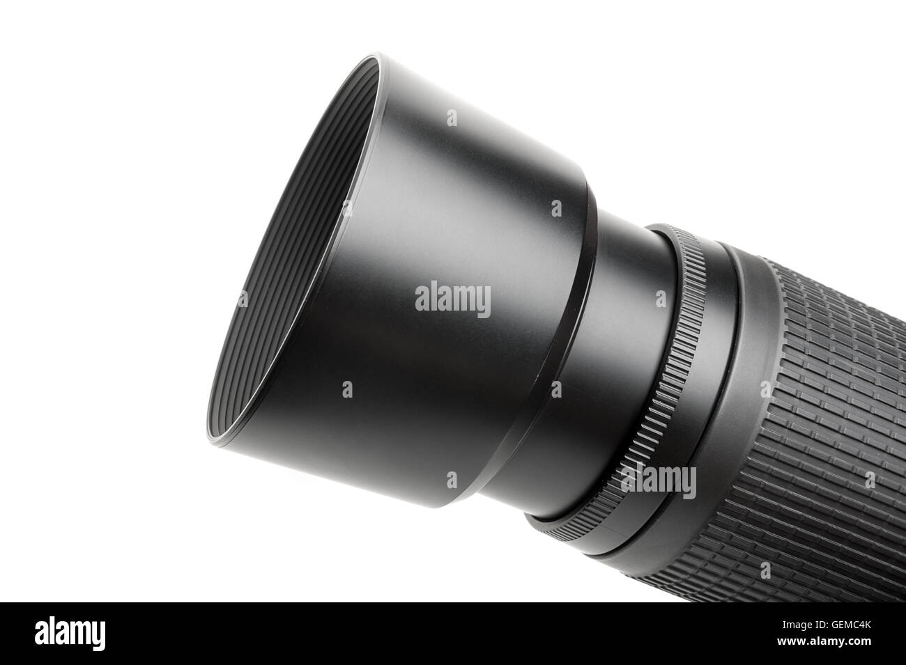 closeup hood attached on lens Stock Photo Alamy