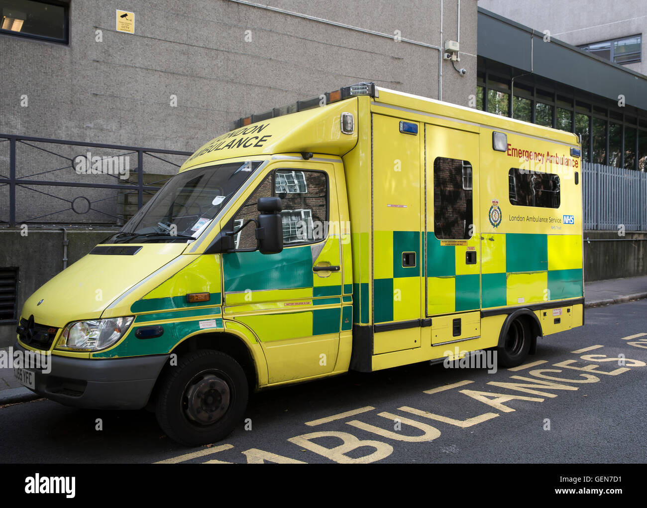 Mercedes London Ambulance service vehicle parked in an ambulance bay