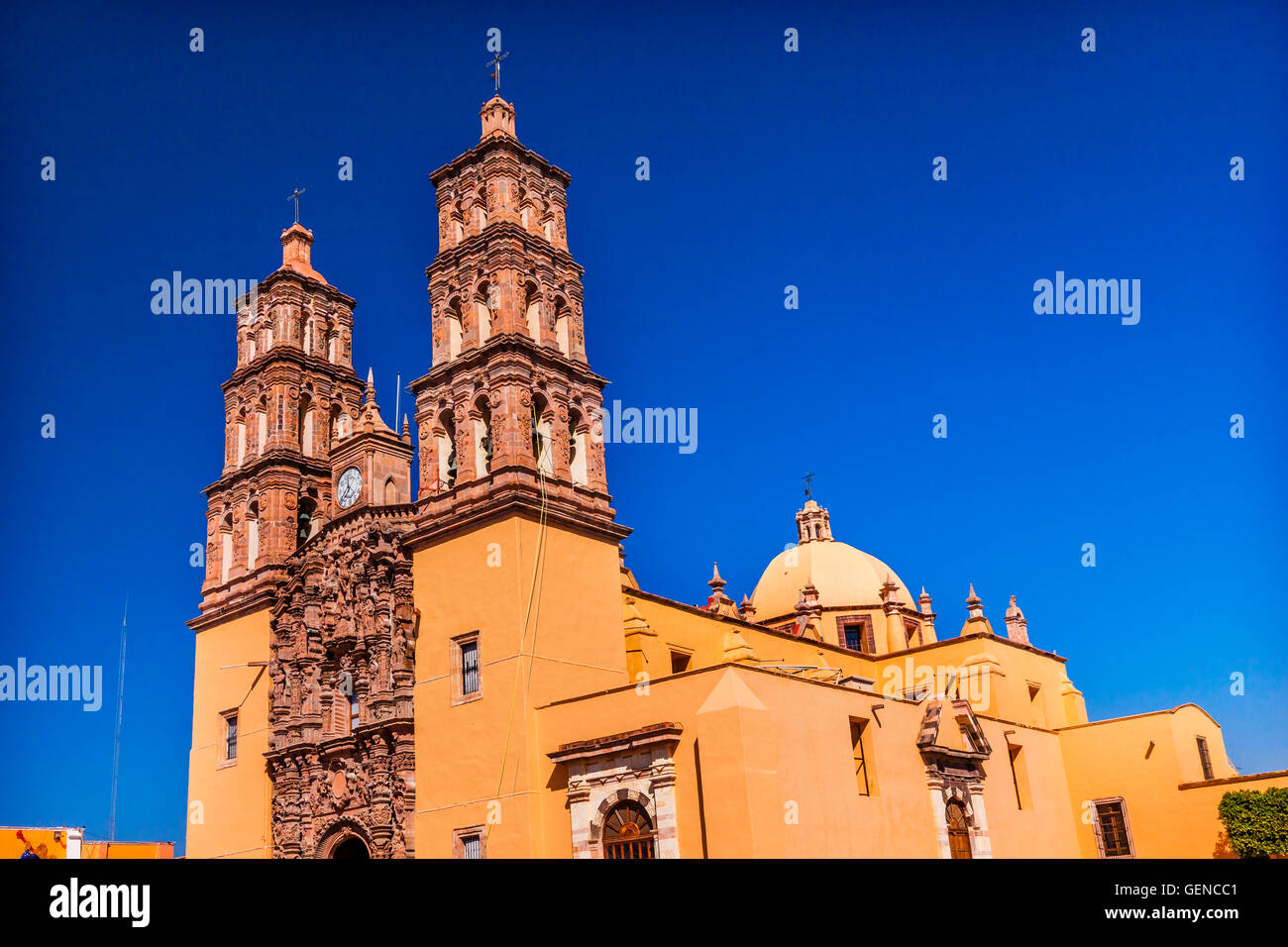 Parroquia Cathedral Dolores Hidalgo Mexico. Where Father Miguel Hidalgo made his Grito de Dolers starting the 1810 War Stock Photo