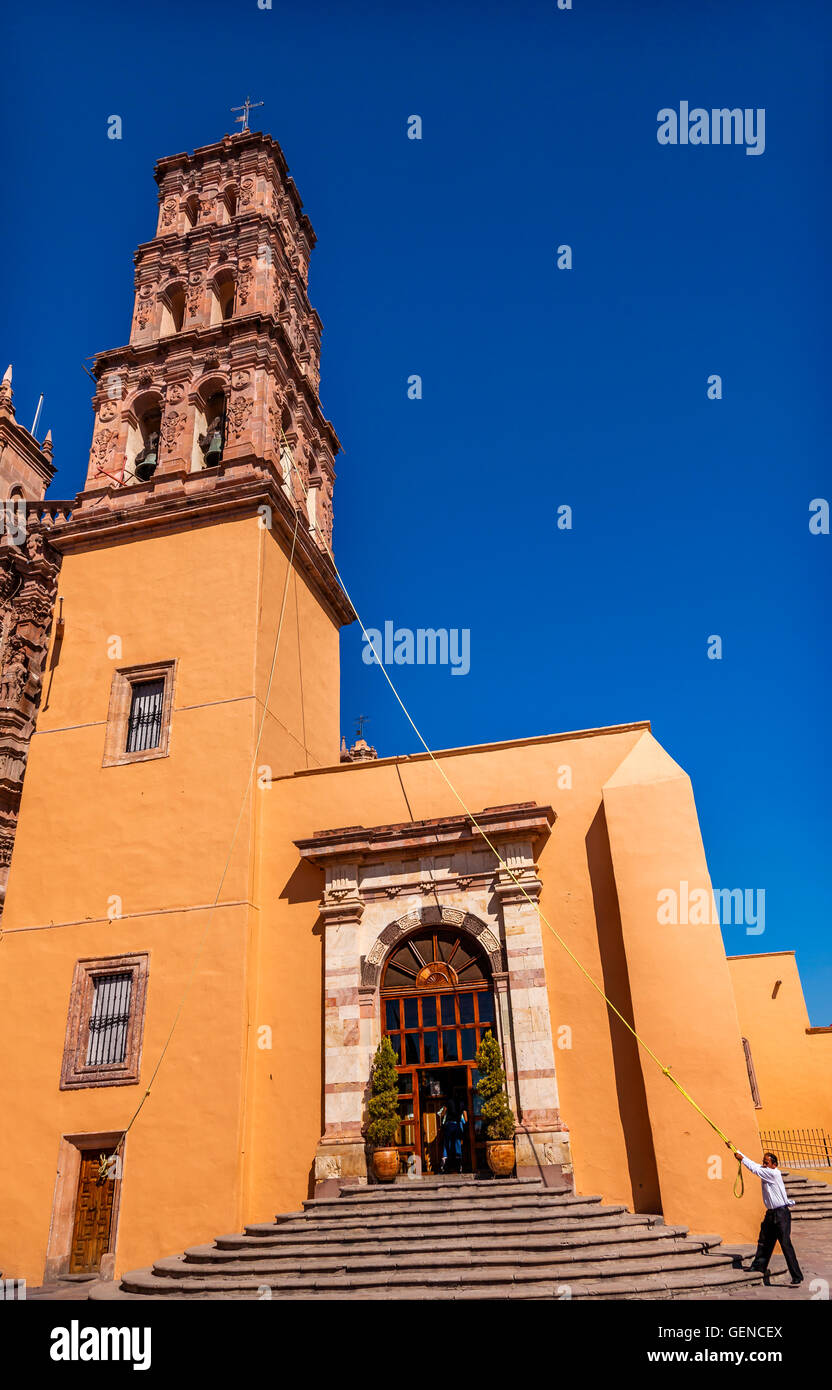 Bell Ringer Tower Parroquia Cathedral Dolores Hidalgo Mexico. Stock Photo