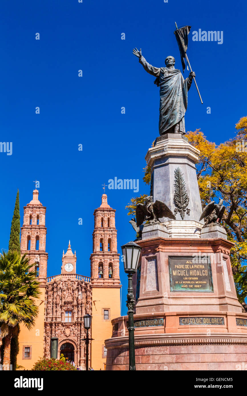Father Miguel Hidalgo Statue Parroquia Cathedral Dolores Hidalgo Mexico. Stock Photo