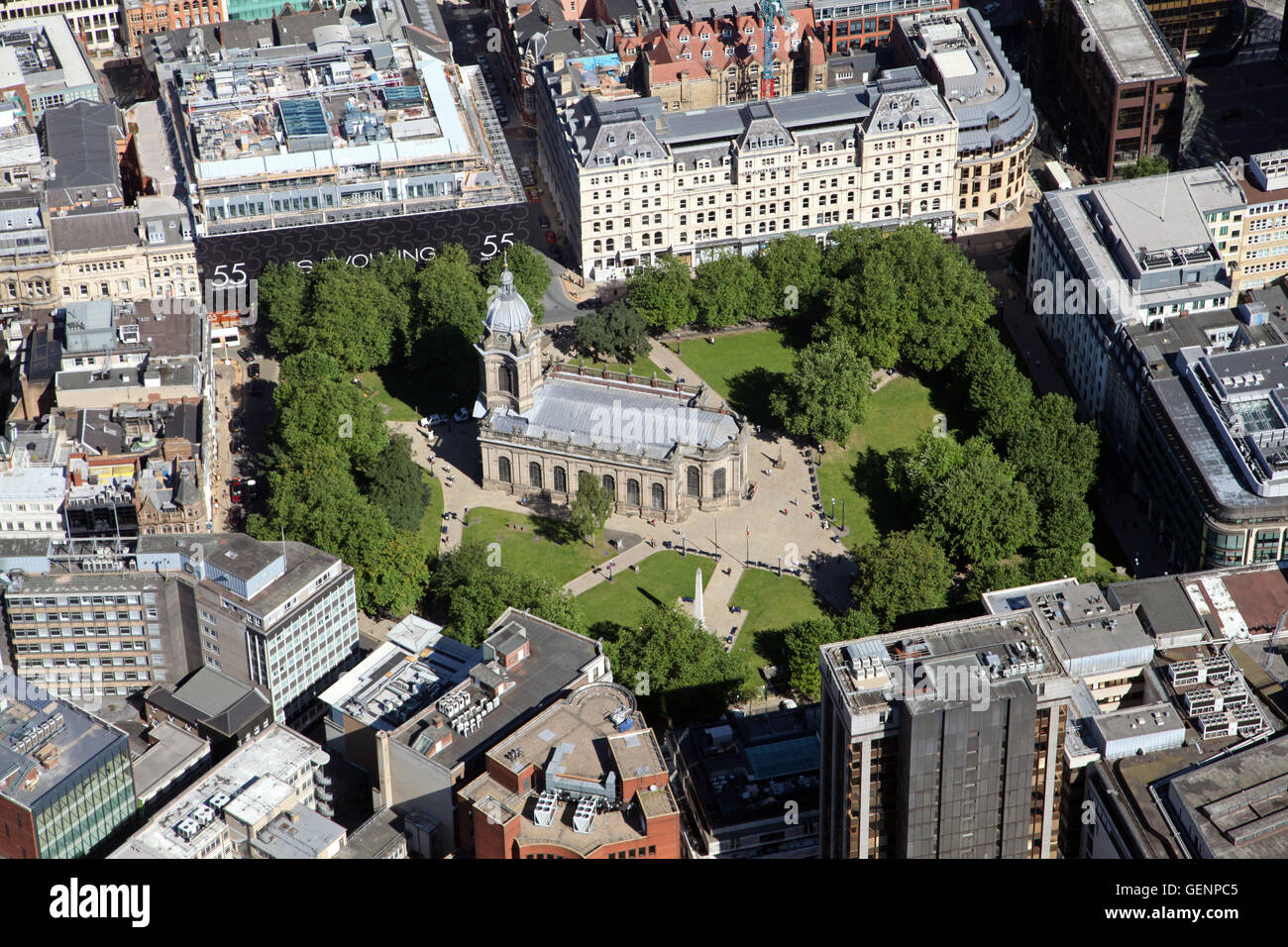 aerial view of Birmingham Cathedral, UK Stock Photo