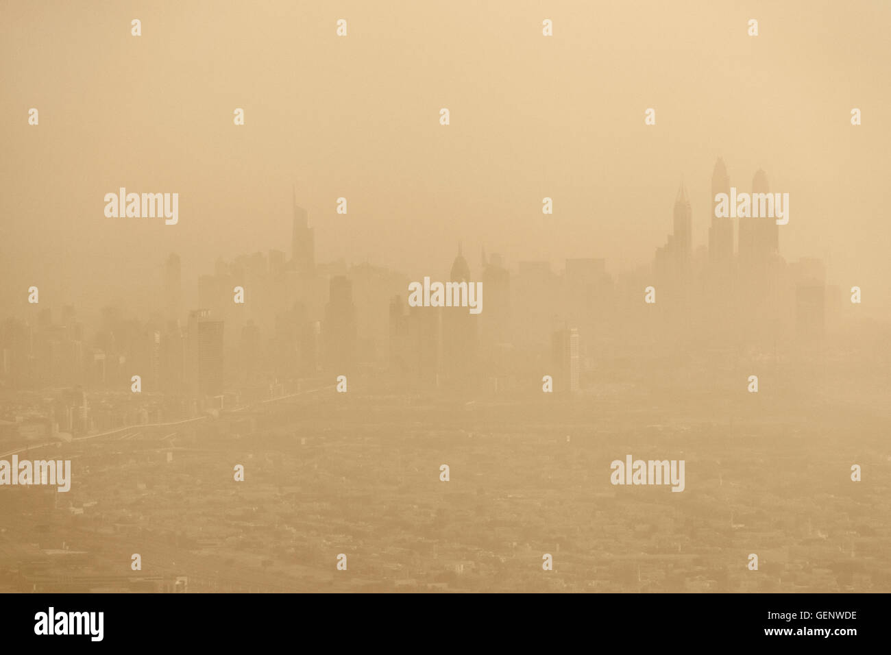 sight of district Marina in Dubai in smog Stock Photo