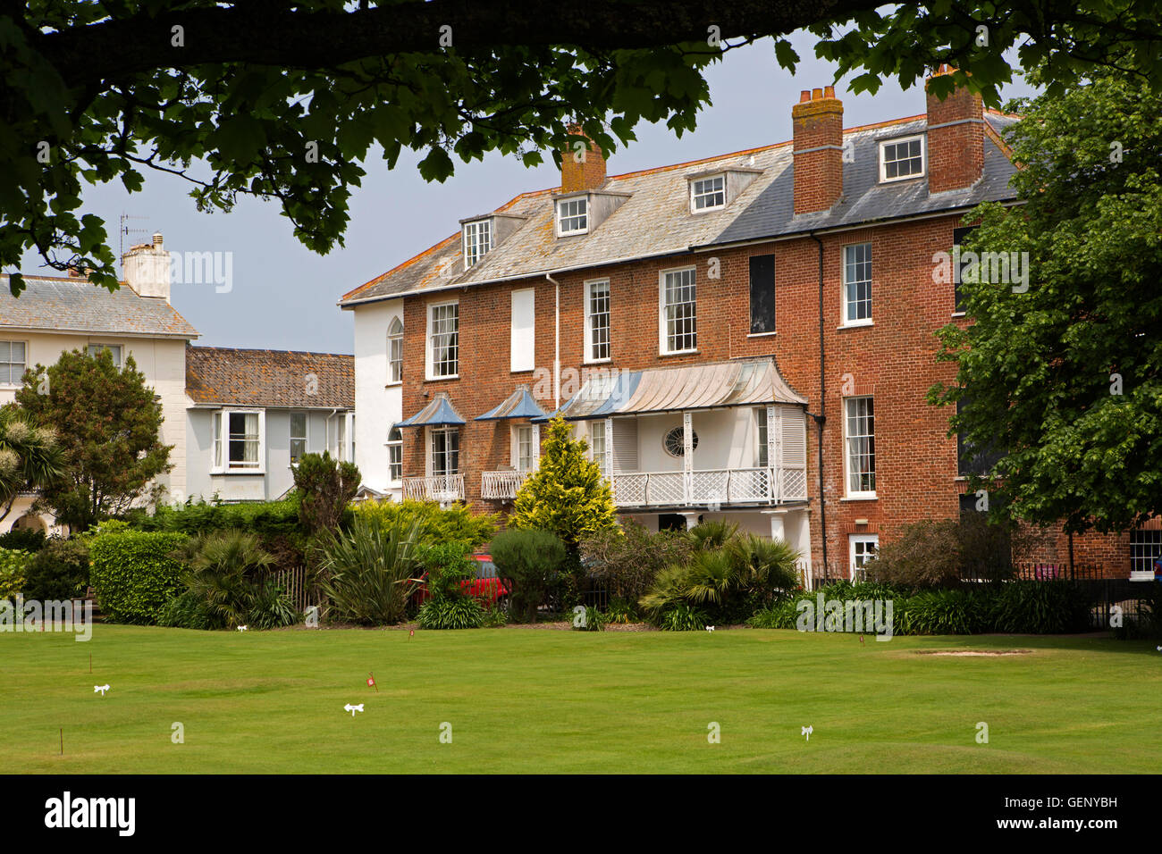 UK, England, Devon, Sidmouth, Coburg Road, Kennaway House, arts centre in 1805 regency mansion Stock Photo