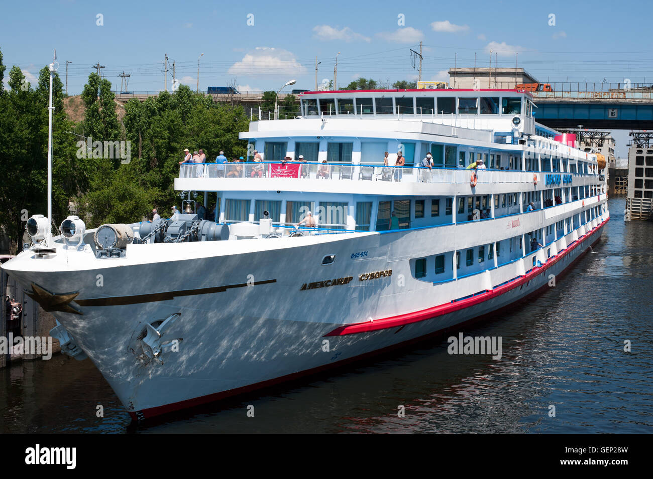Volgograd, Russia June 27, 2016. River cruise ship Aleksandr Suvorov