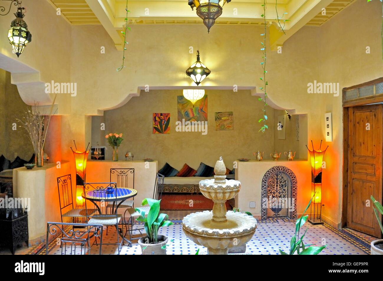 Moroccan Riad, Essaouira Stock Photo
