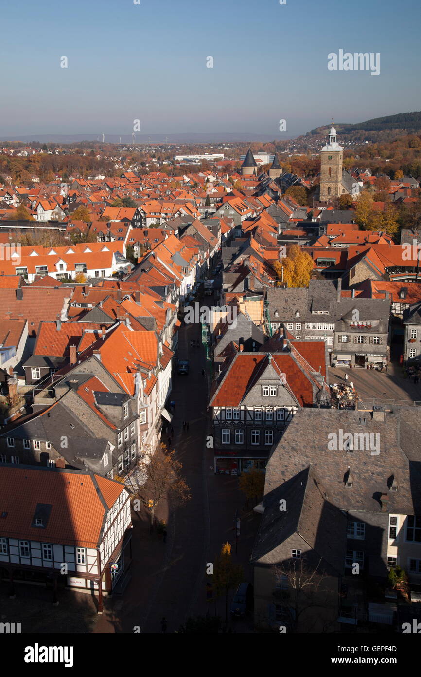 geography / travel, Germany, Lower Saxony, Harz Mountains, Goslar, view from the tower of the market church, Stock Photo