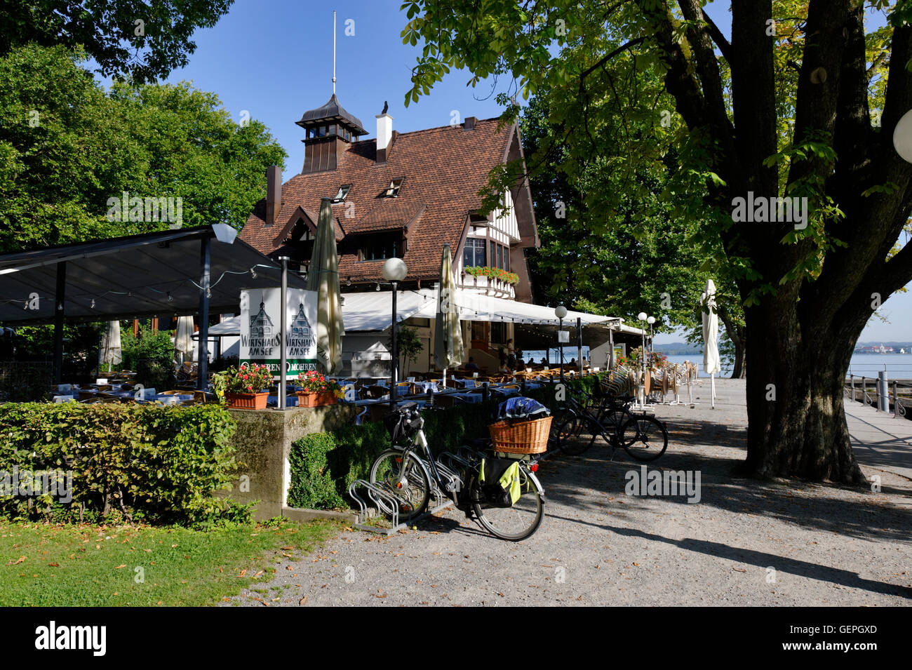 geography / travel, Austria, Vorarlberg, Bregenz, restaurant on the Lake Constance, Stock Photo