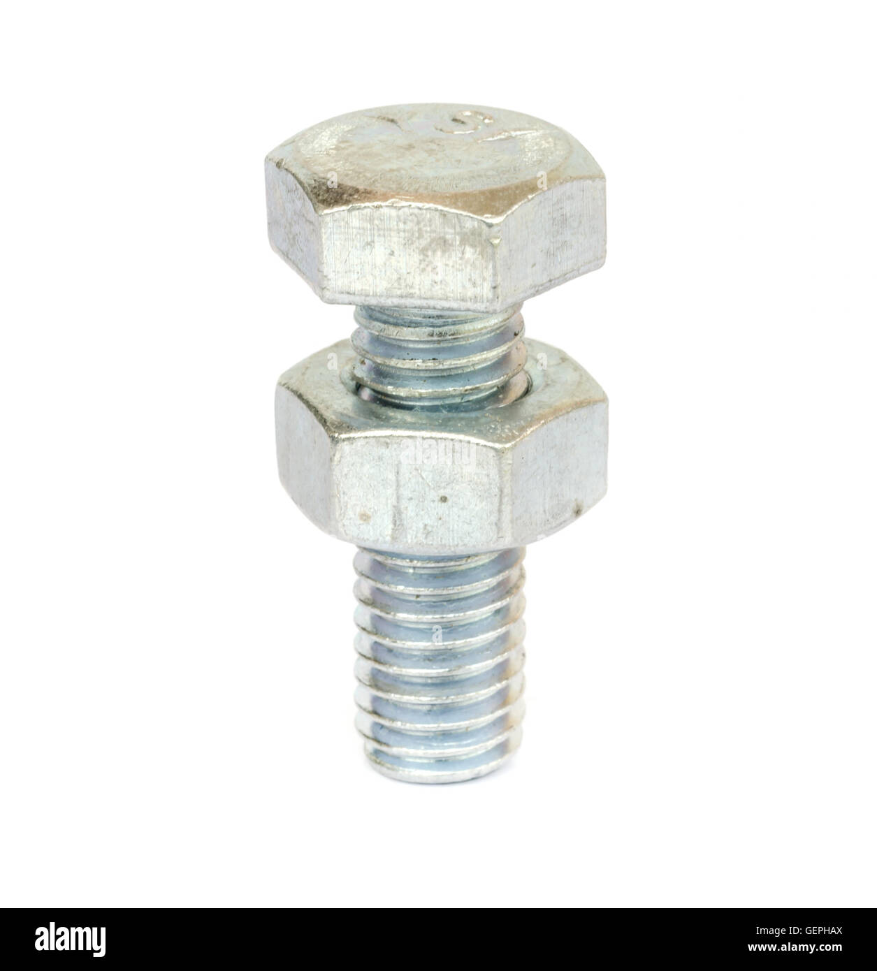 Closeup metal Bolt and nut isolated on white background Stock Photo - Alamy