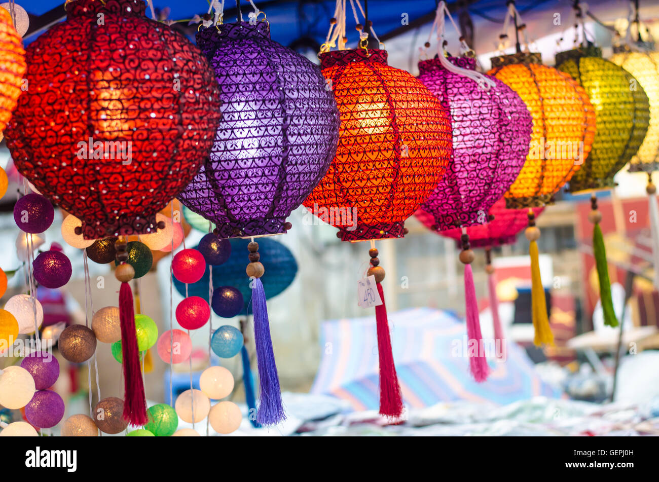 Close - up colorful Chinese lanterns Stock Photo - Alamy