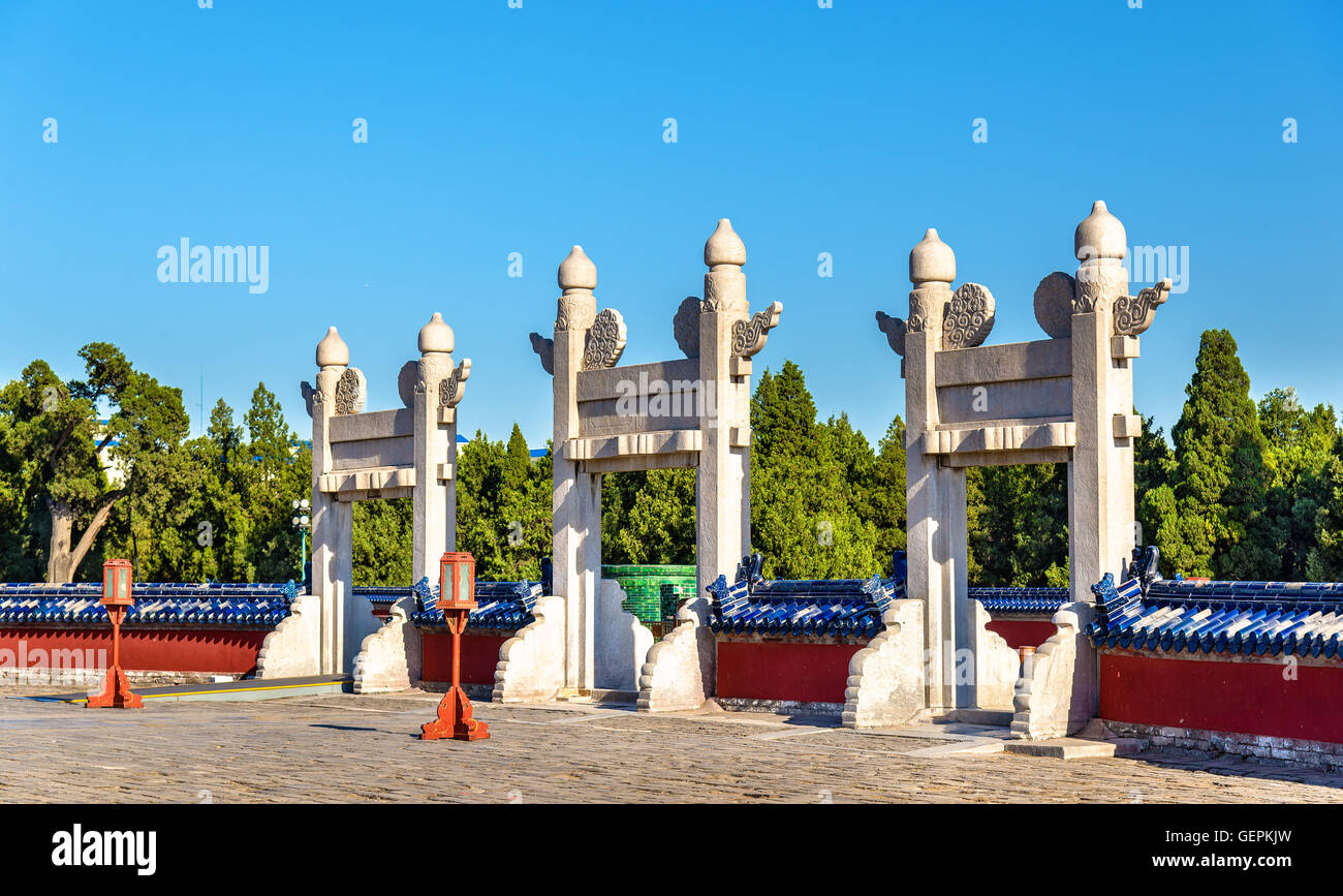 Gates at the Temple of Heaven in Beijing Stock Photo