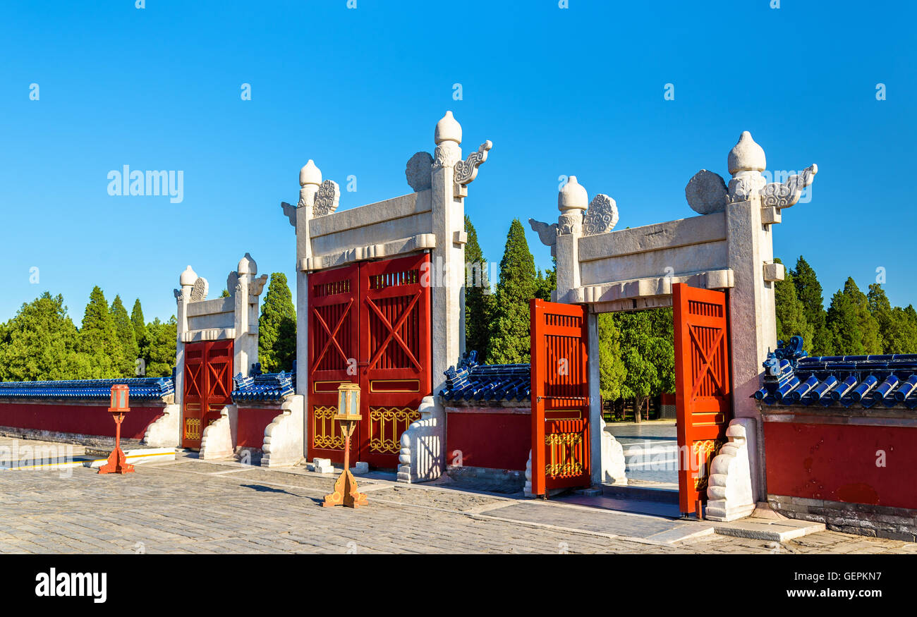 Gates at the Temple of Heaven in Beijing Stock Photo