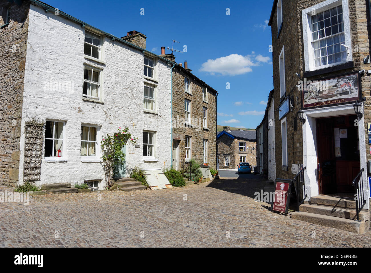 The picturesque village of Dent, a civil parish in Cumbra situated ...