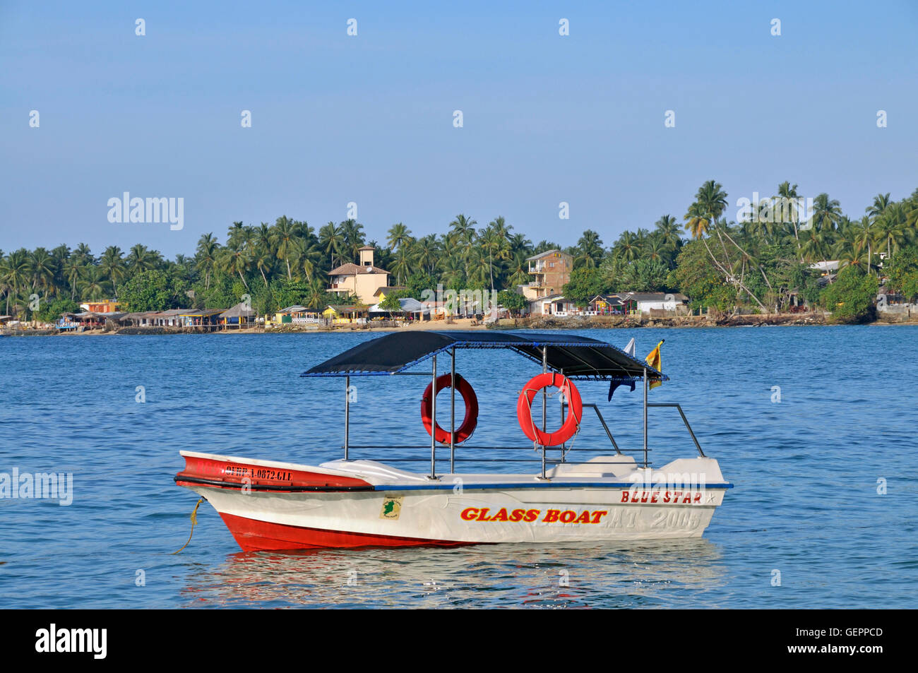 geography / travel, Sri Lanka, Unawatuna, glass-bottom boat, Stock Photo