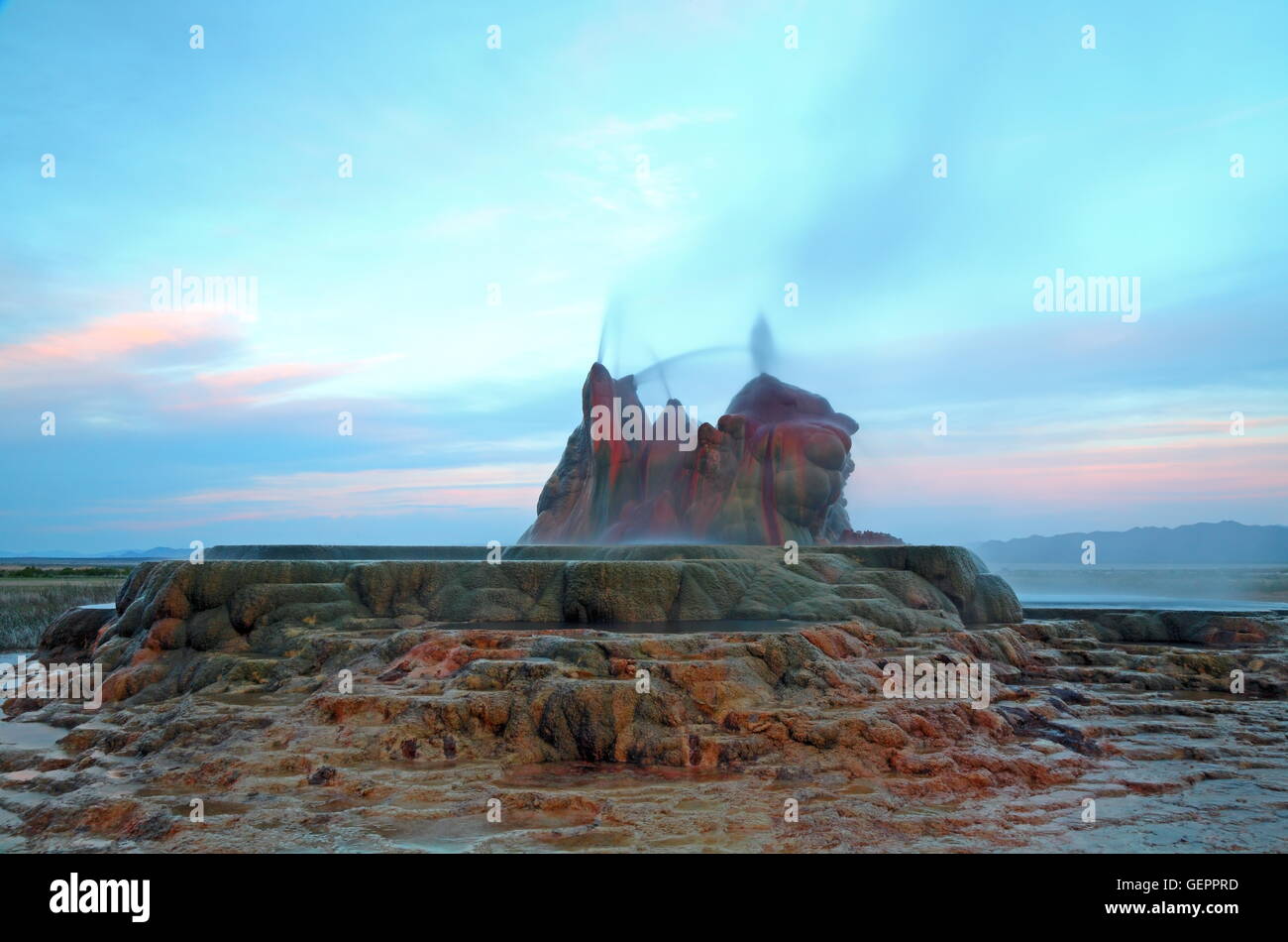 geography / travel, USA, Nevada, Fly Geyser, Fly Ranch, Black Rock Desert, near Gerlach, Stock Photo