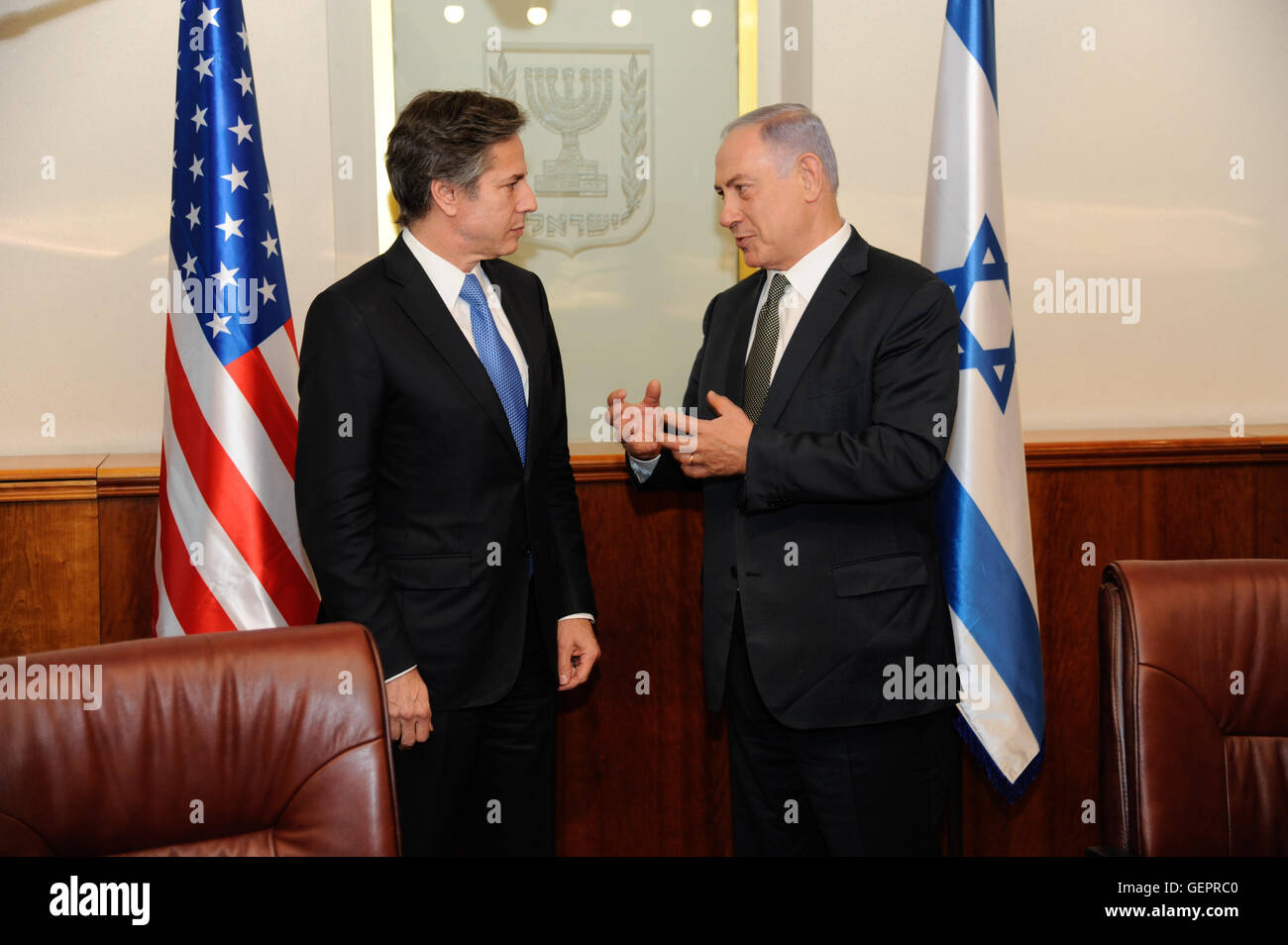 Deputy Secretary Blinken Meets With Israeli Prime Minister Netanyahu in Jerusalem Stock Photo