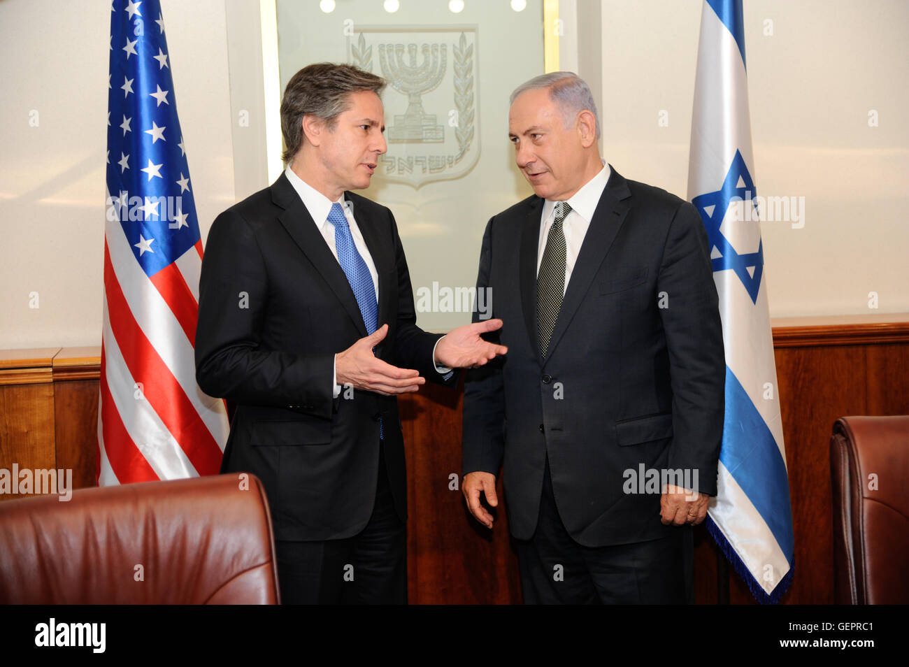 Deputy Secretary Blinken Meets With Israeli Prime Minister Netanyahu in Jerusalem Stock Photo
