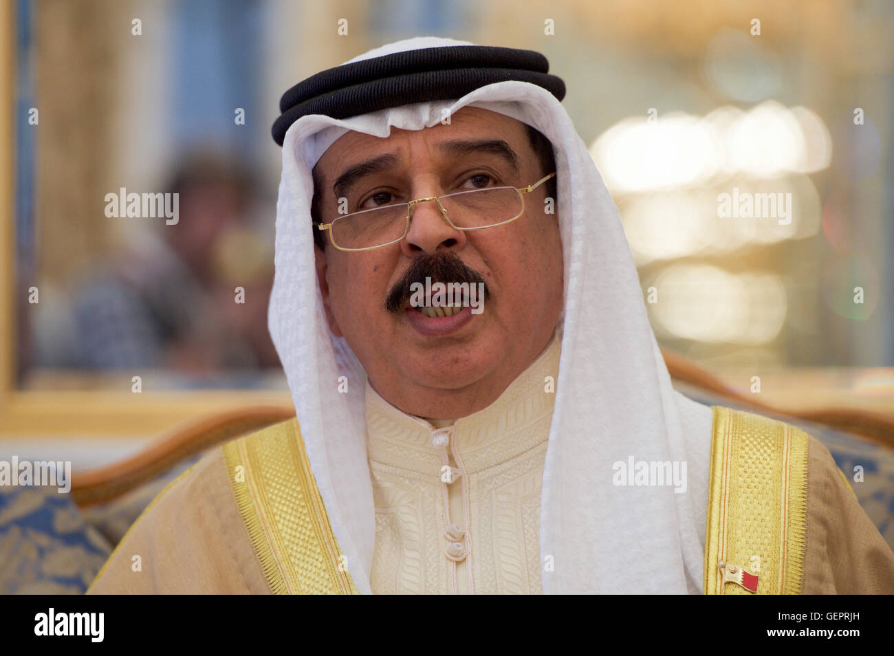 King Hamad bin Isa Al Khalifa of Bahrain Addresses Reporters at the Outset of a King Hamad bin Isa Al Khalifa of Bahrain Addresses Reporters at the Outset of a