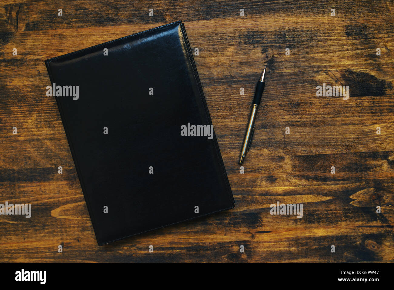 Schedule Notepad Business Agenda With Leather Covers On Office